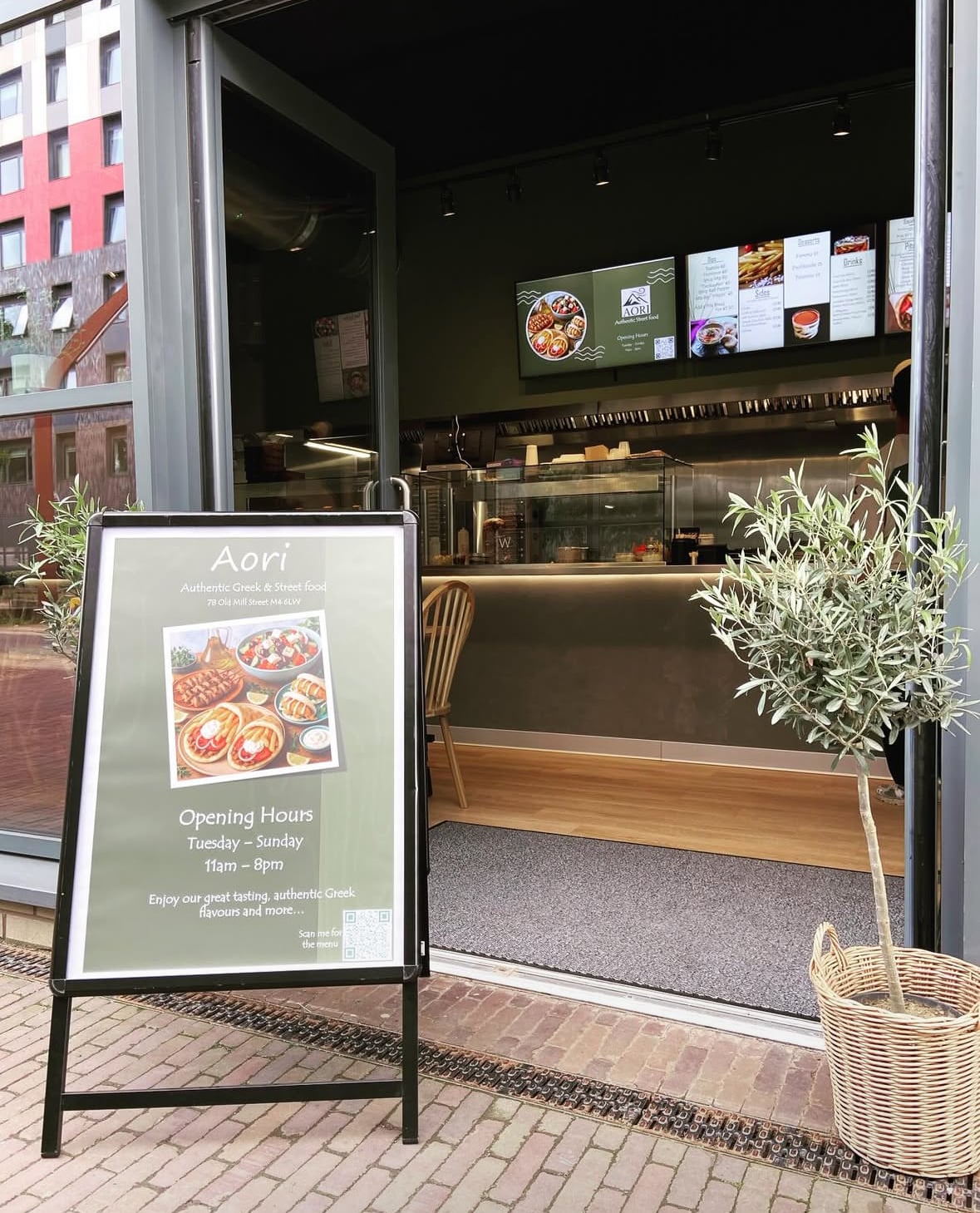 Aori Restaurant Exterior with Opening Hours