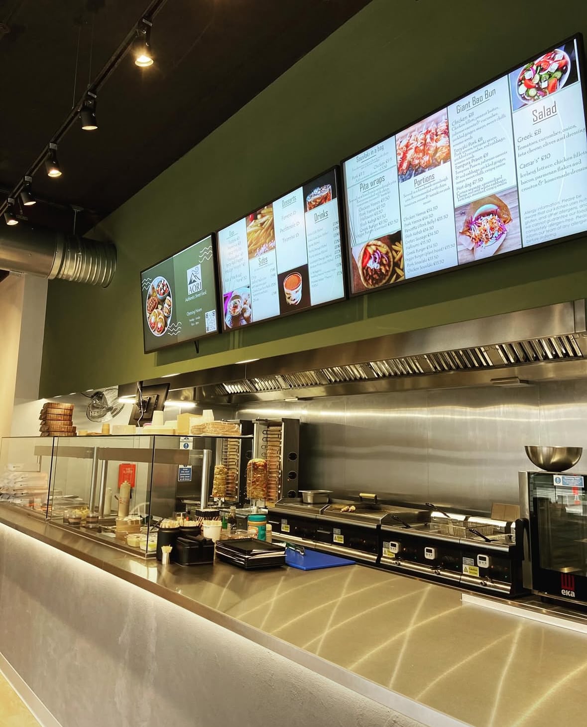 Aori Kitchen with Digital Menu Displays